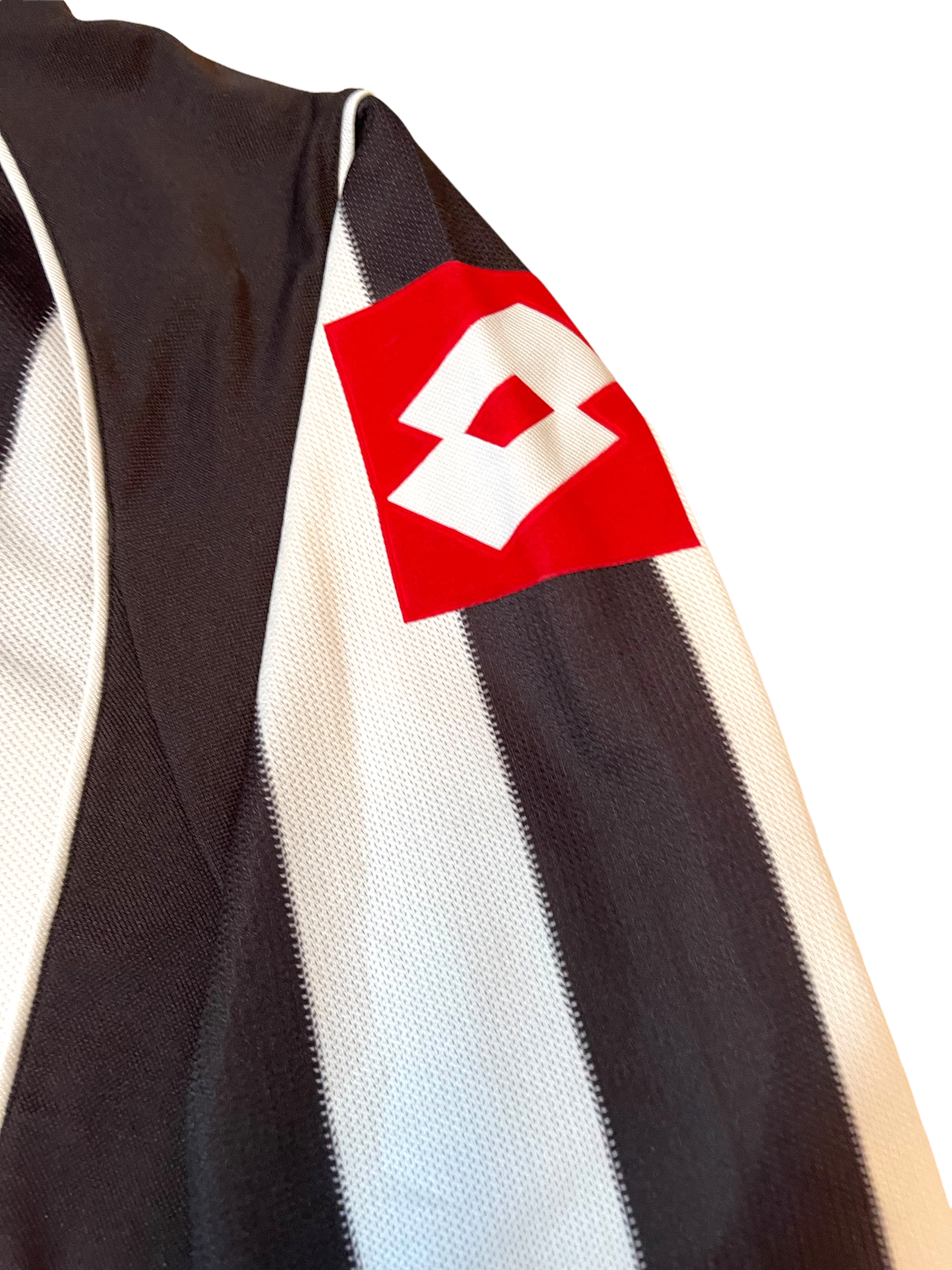 Juventus Lotto 2002-2003 Home Football Shirt Size L White Black FastWeb Rare Long Sleeve