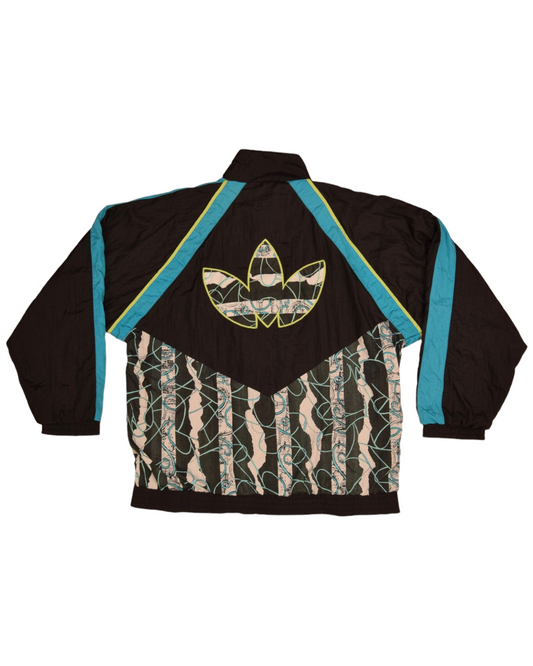 Vintage 90's Adidas Jacket Shell Size L Black Blue  Charcoal Grey Size L XL XXL