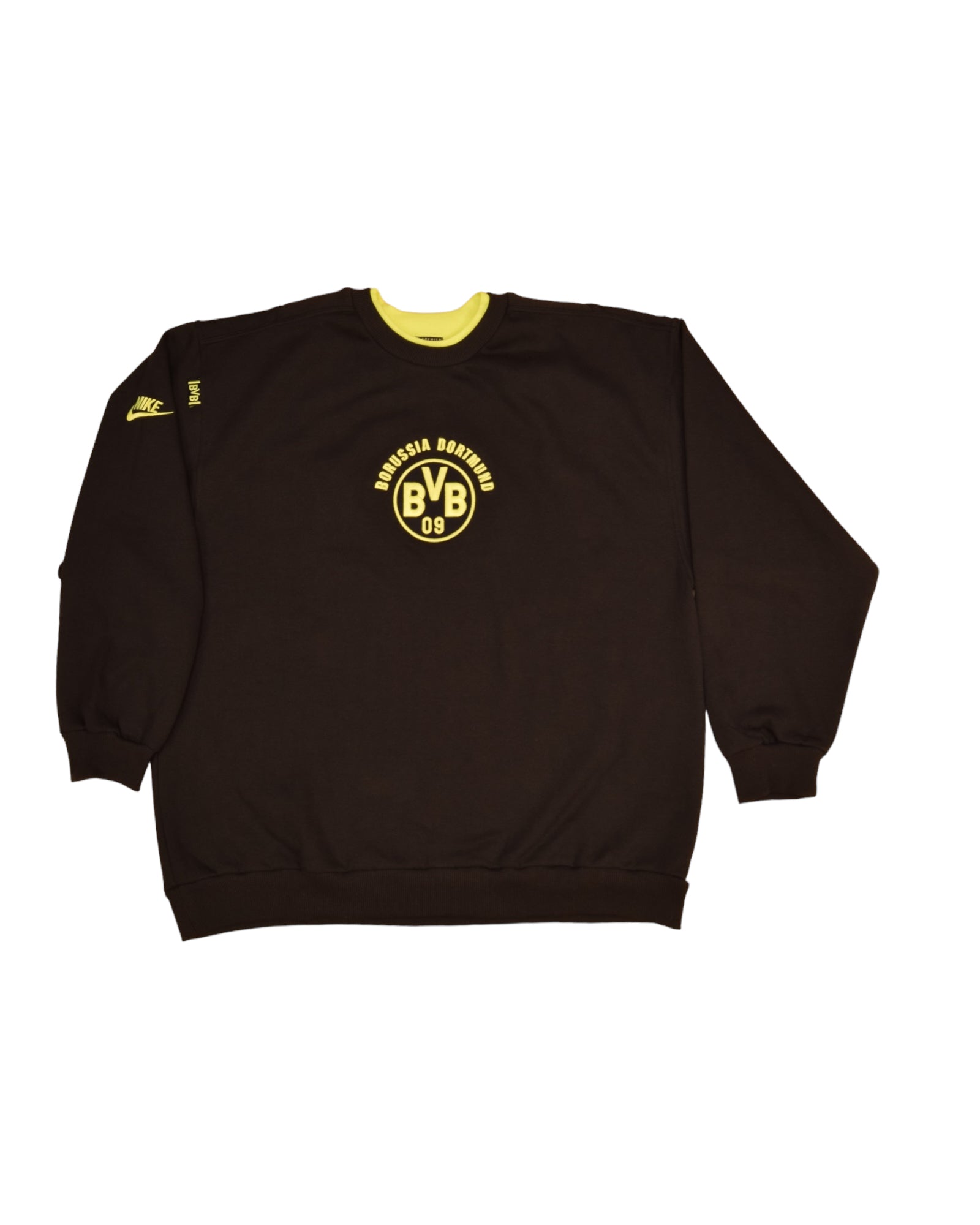 Vintage 90's BVB Borussia Dortmund Nike Premier Sweatshirt Size XL Black Neon Yellow