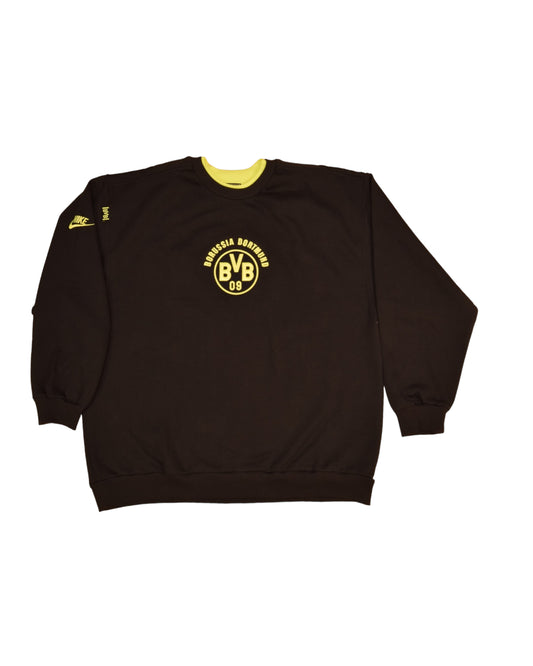 Vintage 90's BVB Borussia Dortmund Nike Premier Sweatshirt Size XL Black Neon Yellow
