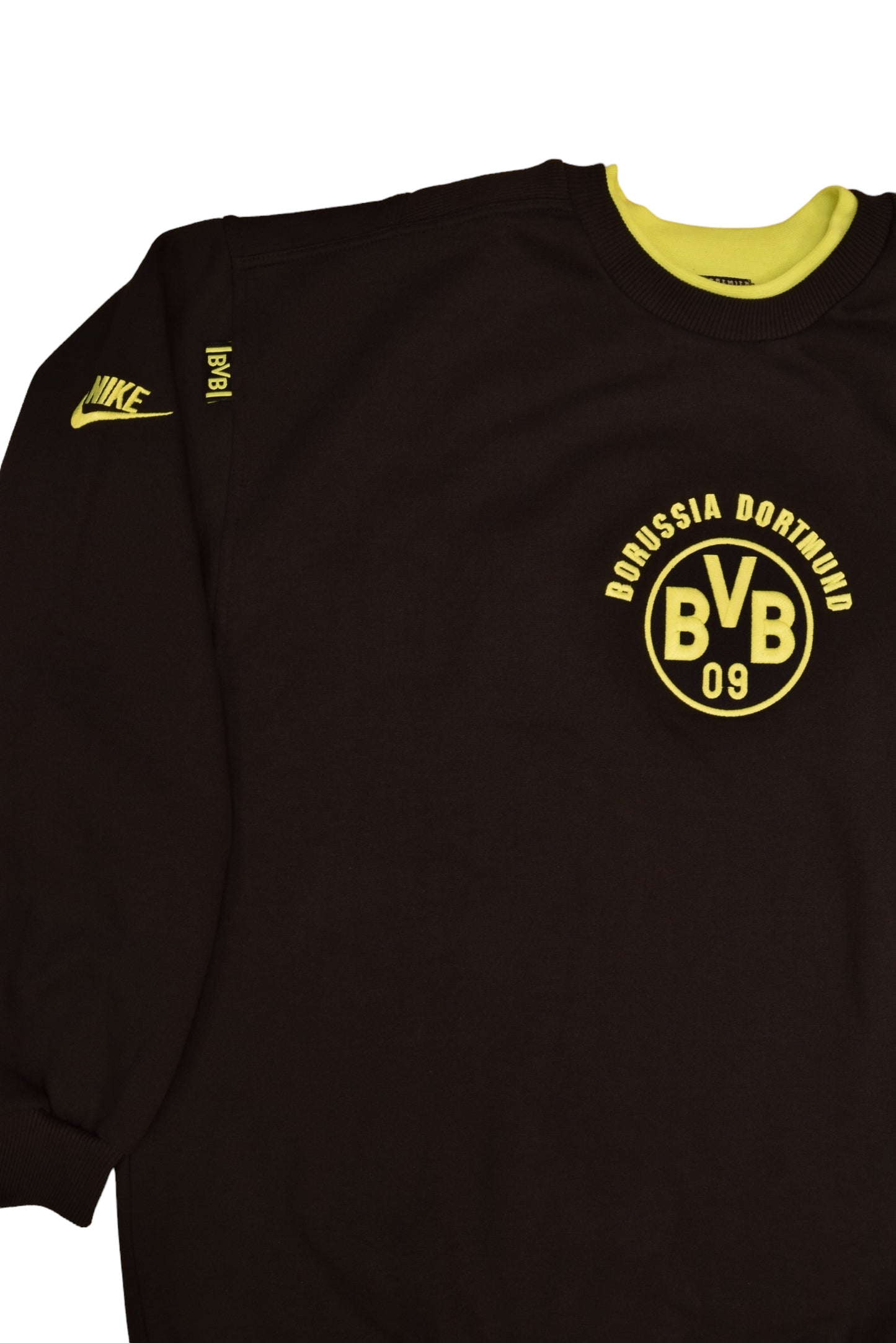 Vintage 90's BVB Borussia Dortmund Nike Premier Sweatshirt Size XL Black Neon Yellow