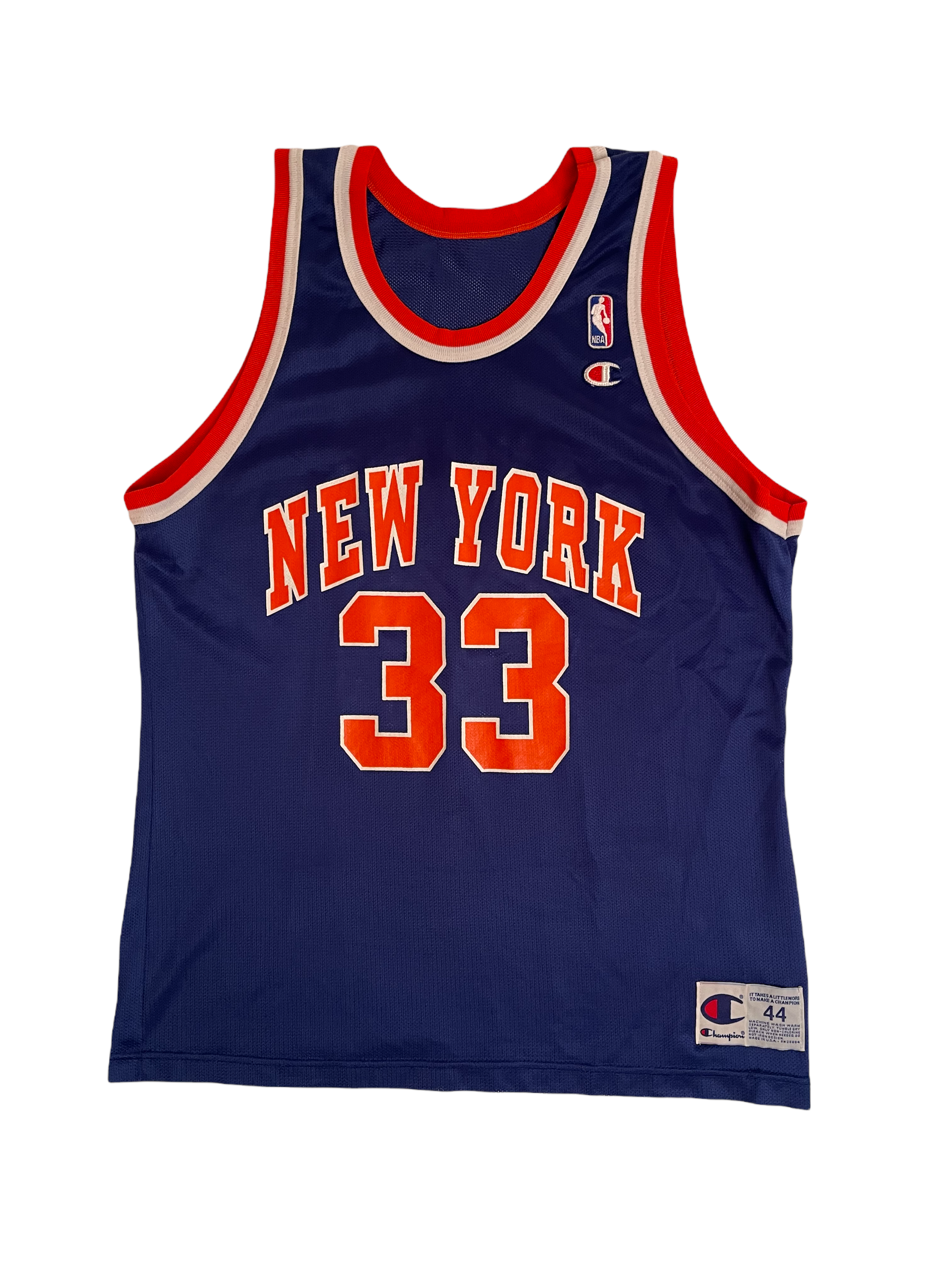 Vintage 90's Patrick Ewing New York Knicks Champion 33 Blue Size 44 Made in USA