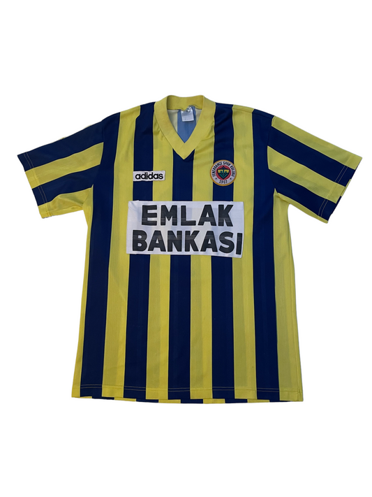 Vintage Fenerbahçe Spor Kulübü Adidas 1995-1996 Home Football Shirt No 5 Blue Yellow Emlak Bankası Size M