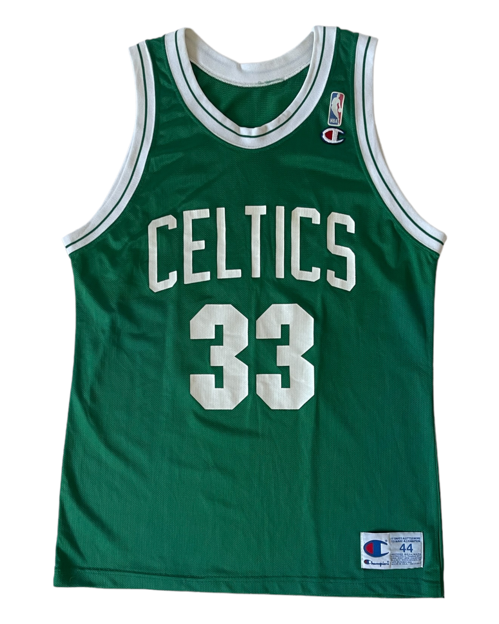 Vintage 90's Boston Celtics Larry Bird #33 Champion Home Basketball NBA Jersey Size 44 / L Made in USA Green
