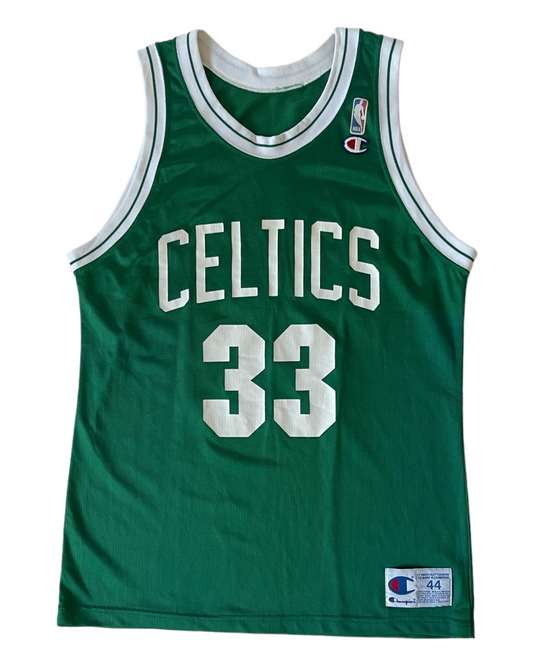 Vintage 90's Boston Celtics Larry Bird #33 Champion Home Basketball NBA Jersey Size 44 / L Made in USA Green