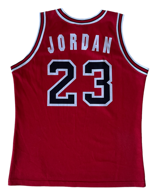 Vintage 90's Michael Jordan Chicago Bulls Champion No 23 Jersey Red Size M Made in Italy