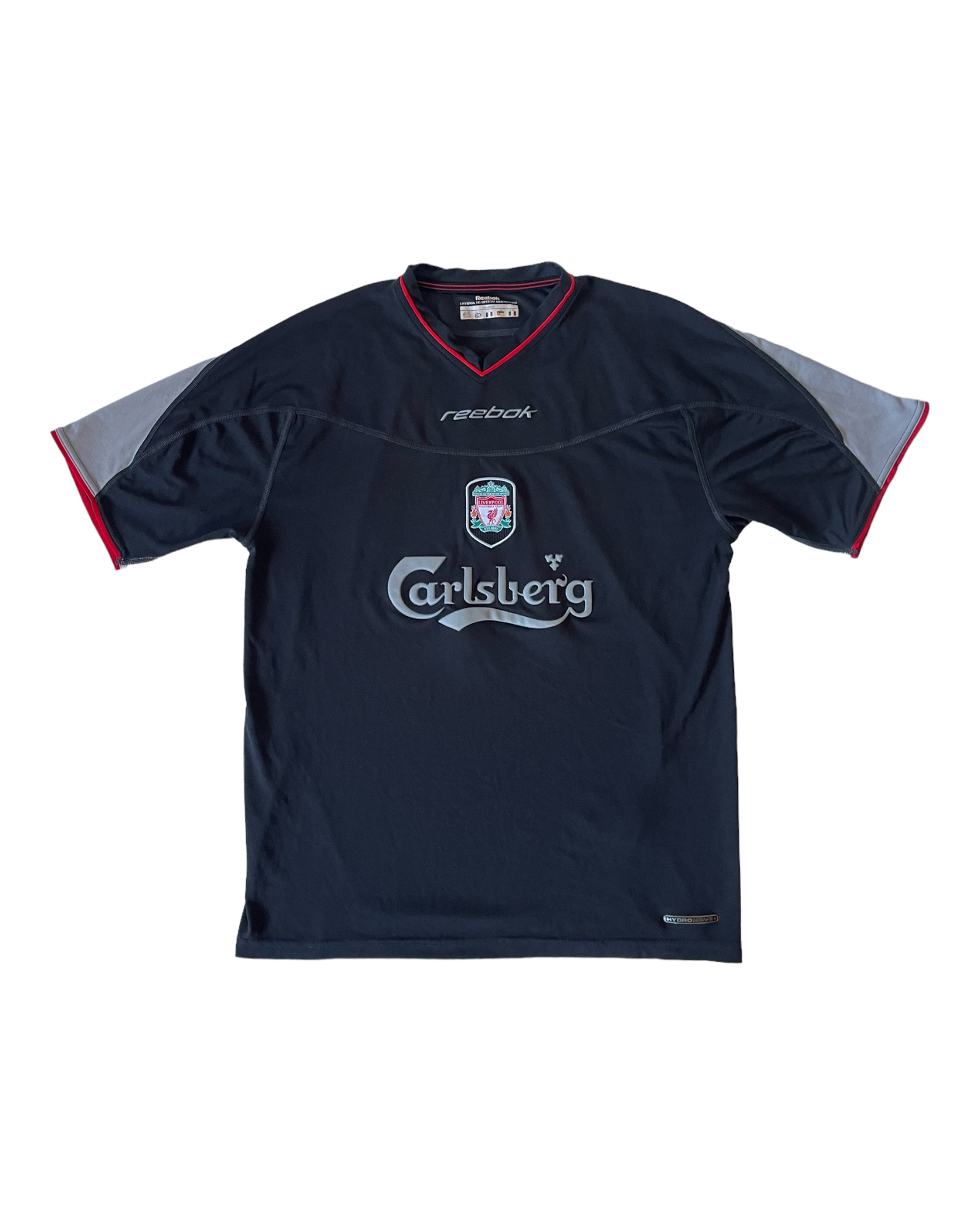 Liverpool Reebok 2002 2003 Away Football Shirt Carlsberg Black
