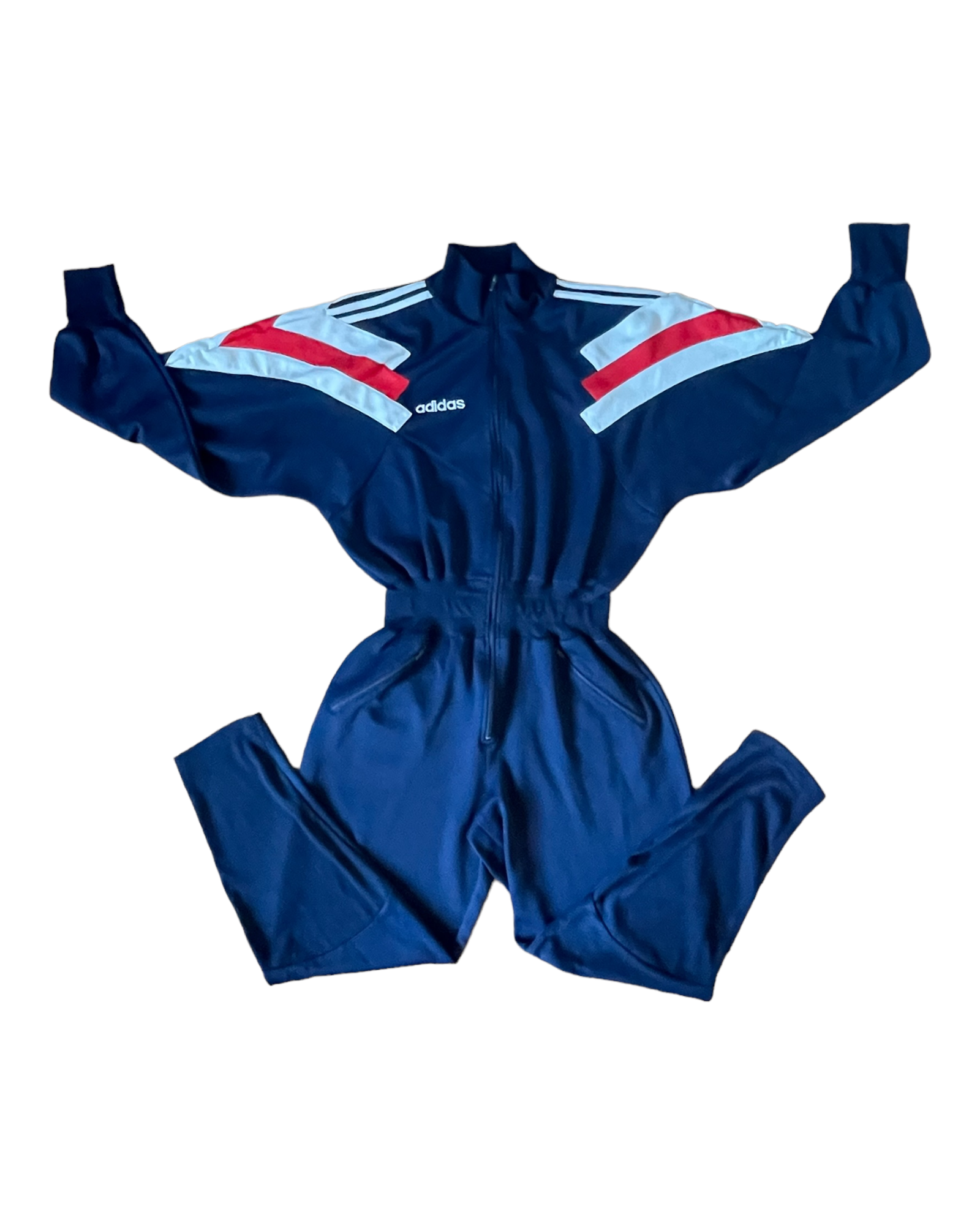 Vintage 90 s Adidas Jumpsuit Overall Blue White Red Size M Greatest Hits