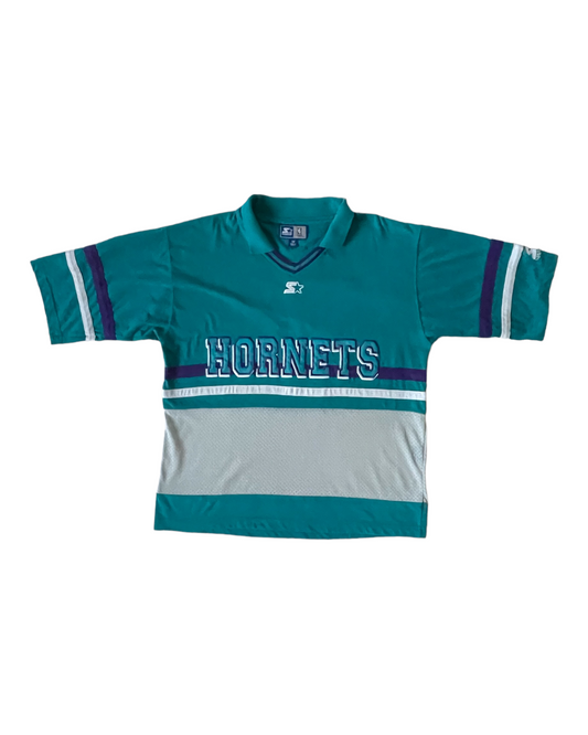 Vintage Charlotte Hornets Starter T-Shirt Green White Grey NBA Size L-XL-XXL Made in Korea
