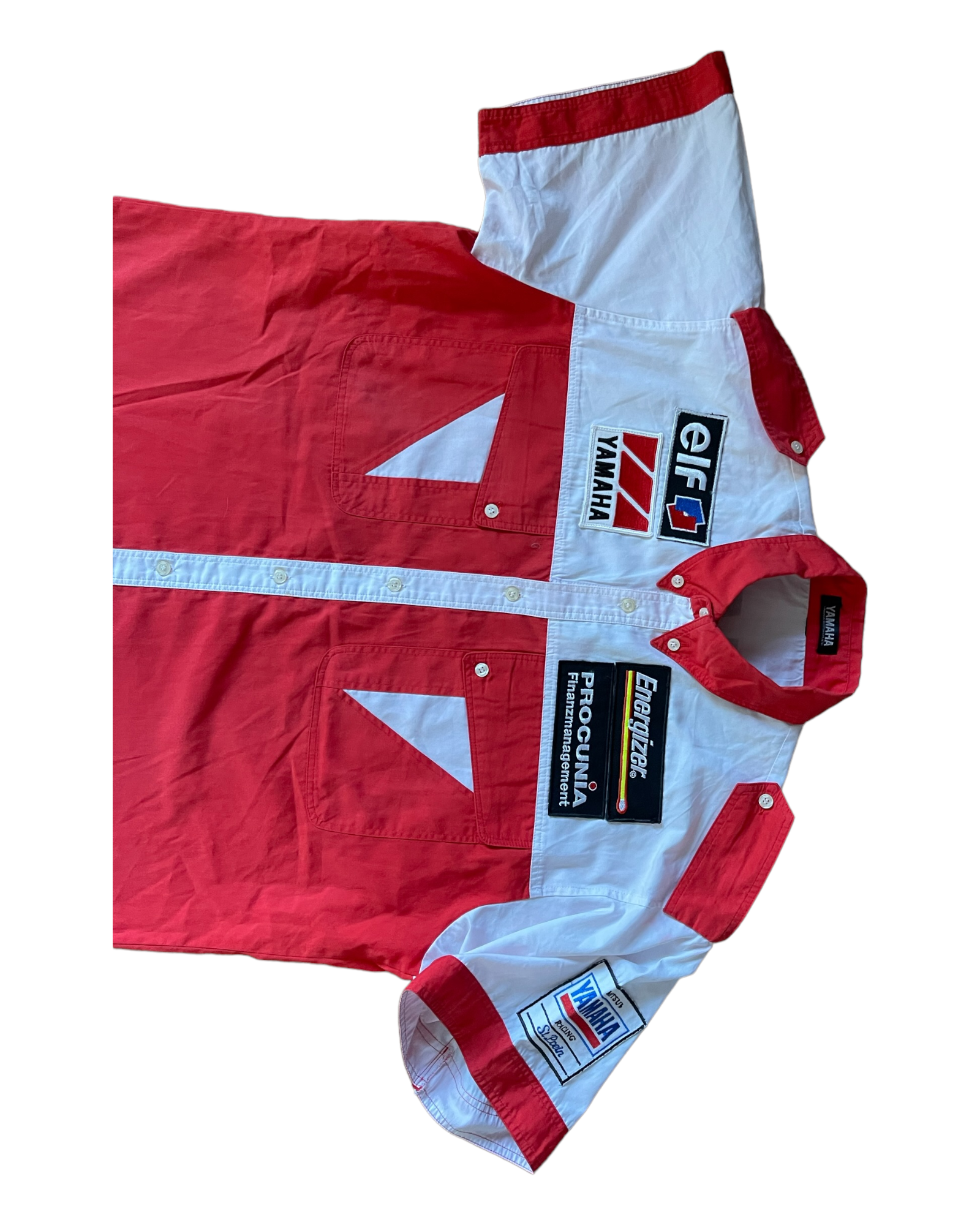 Team Yamaha Racing Sports Shirt Made in Japan Red White Elf Energizer Procunia Size L - XL