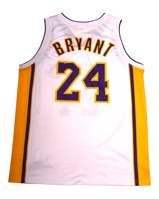 LA Lakers Kobe Bryant Champion # 24 2009-2010 White Yellow Purple Size L