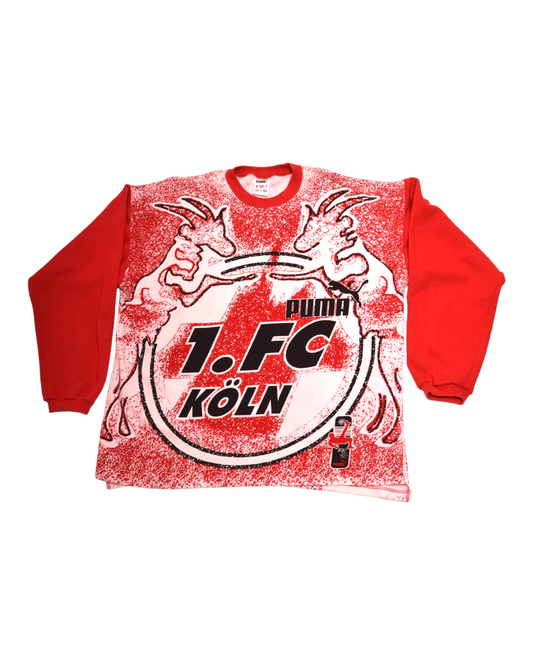 Vintage 90's FC Köln Cologne Puma Sweatshirt Size L Red White
