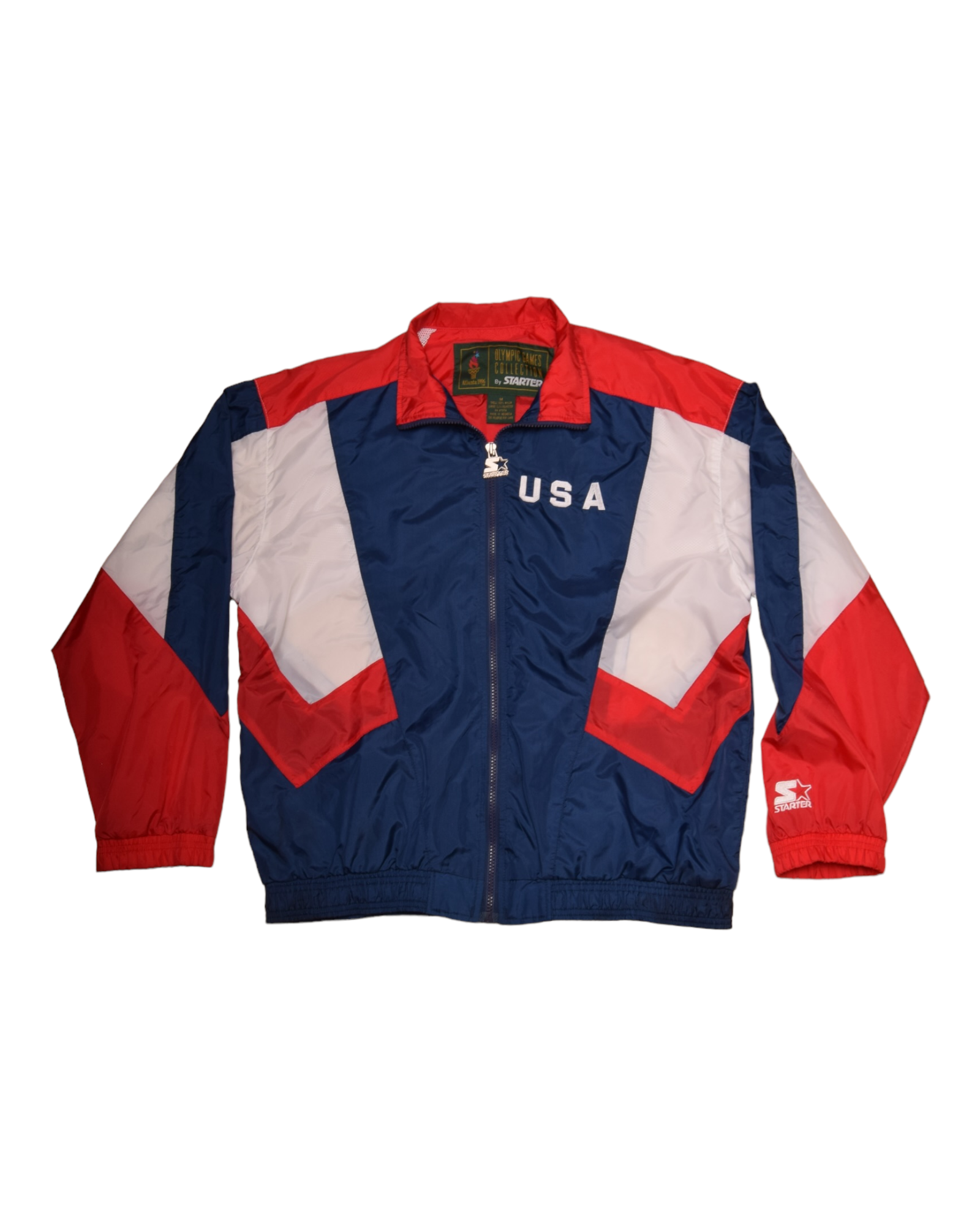 Vintage Starter Atlanta 1996 Olympic Games Jackets / Shell Size M-L USA Flag White