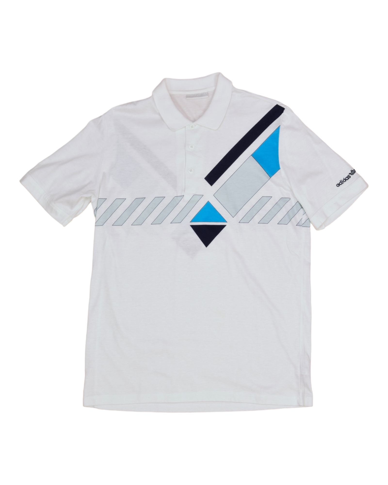 Vintage 80 s Adidas Ivan Lendl Tennis Polo Shirt White Blue Made in West Germany Size M