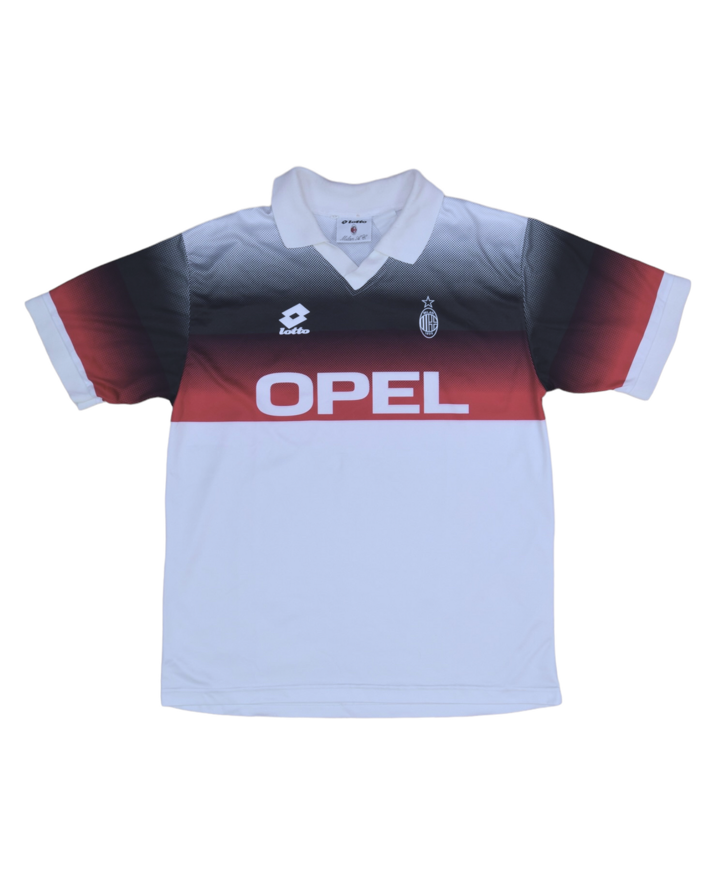 Vintage AC Milan Lotto 1995-1996 Training Shirt / Jersey Opel Red White Black Size XL