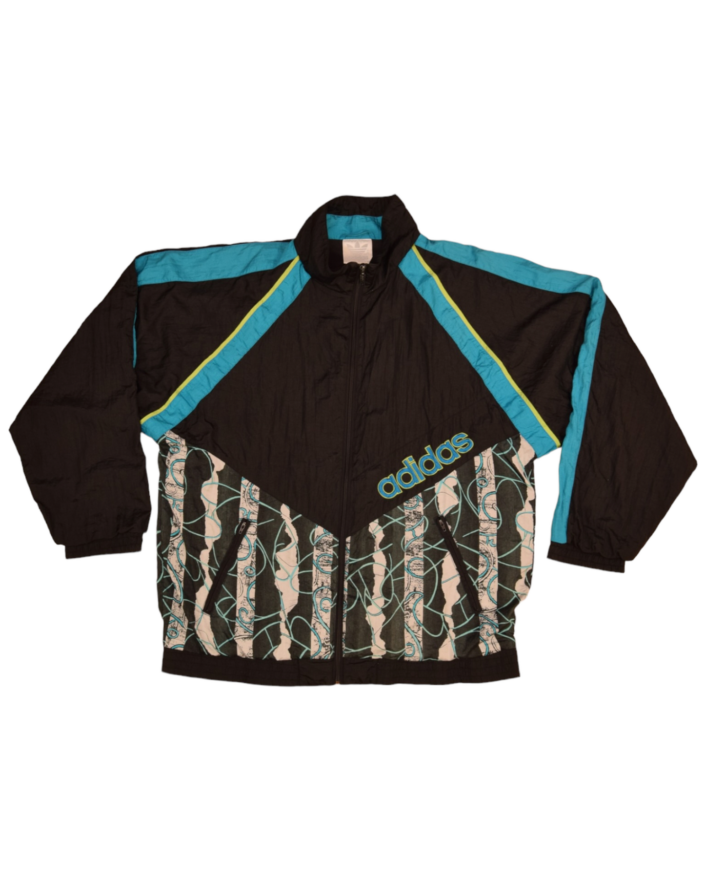 Vintage 90's Adidas Jacket Shell Size L Black Blue Charcoal Grey Size L XL XXL