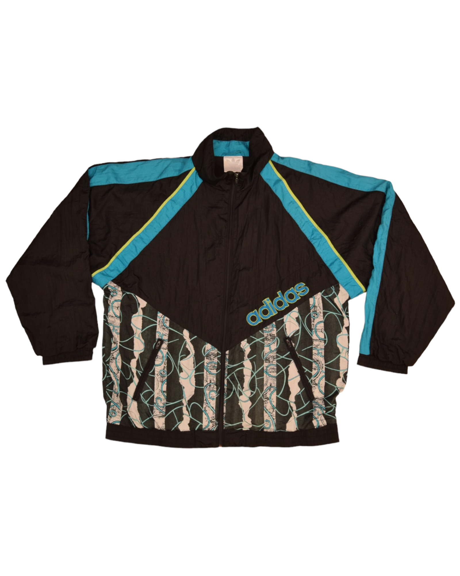 Vintage 90's Adidas Jacket Shell Size L Black Blue  Charcoal Grey Size L XL XXL