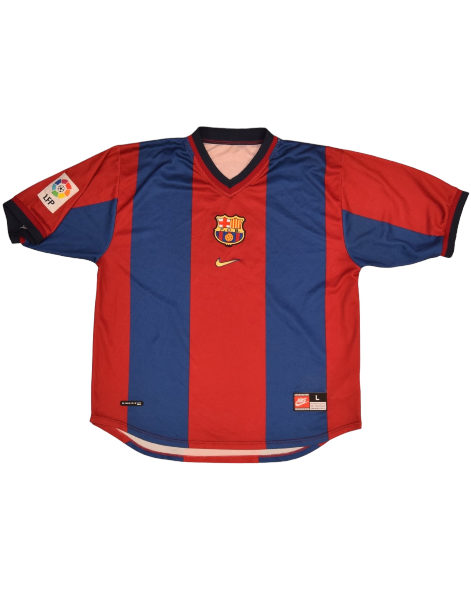 FC Barcelona Nike 1998 - 1999 Football Shirt Home Size L Red Blue Made in Portugal
