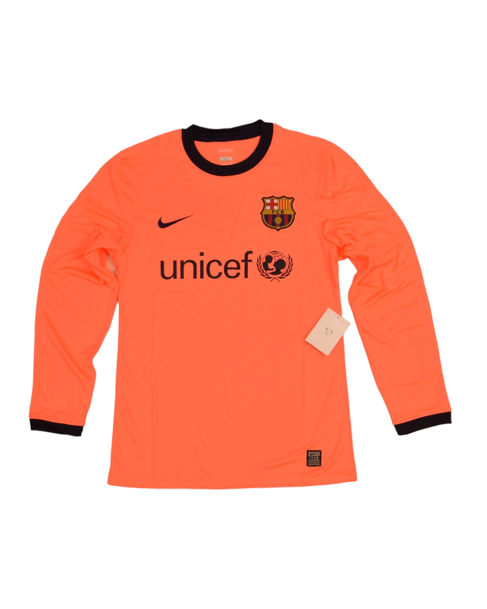 Authentic New FC Barcelona Nike Home Player's Issue / Edition Football Shirt 2009-2010 BNWT Deadstock Size L Unicef Short Sleeve Bright Mango Neon Sunset