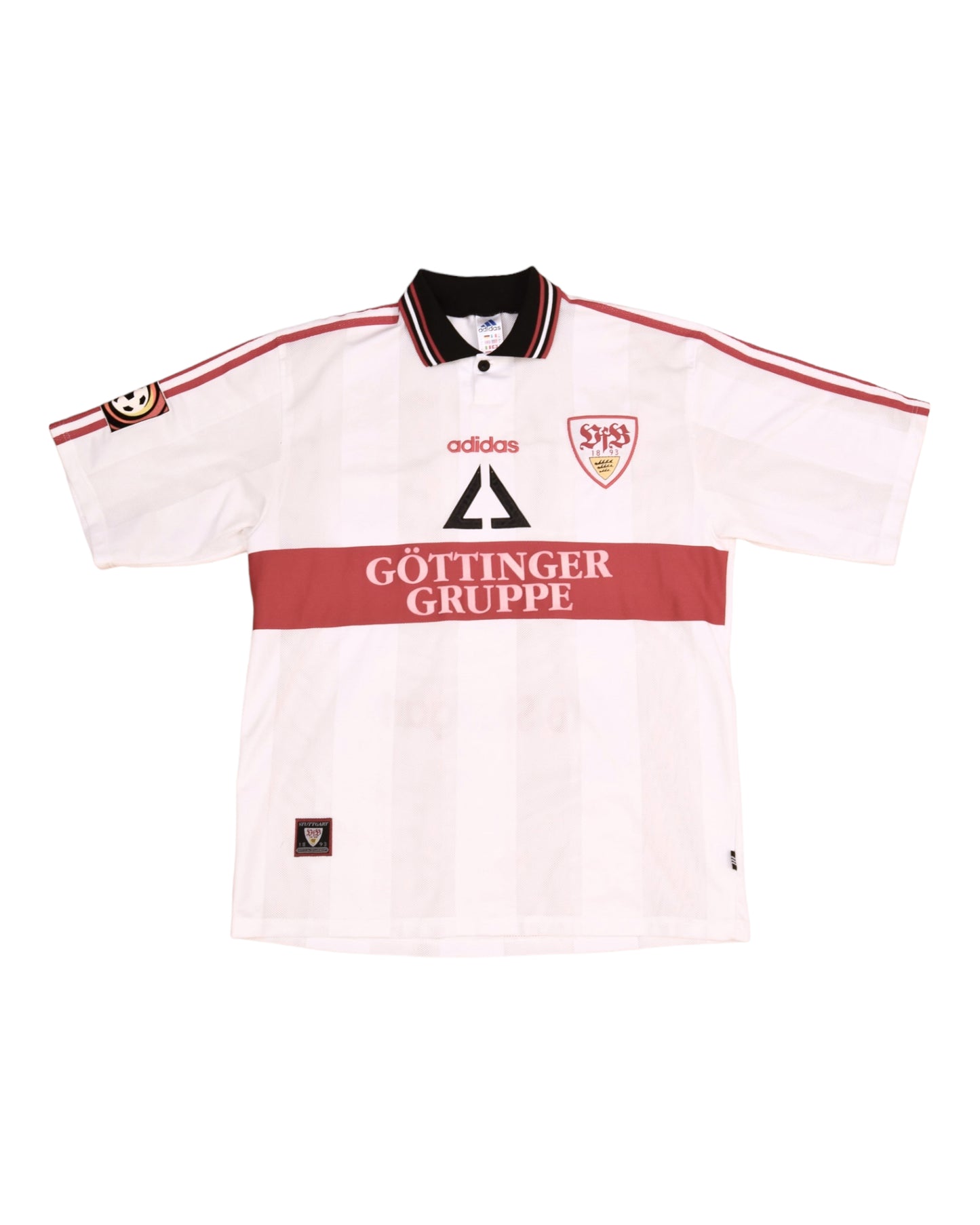 Vintage VFB Stuttgart Adidas Home Football Shirt 1996 - 1997 White Red Size XL
