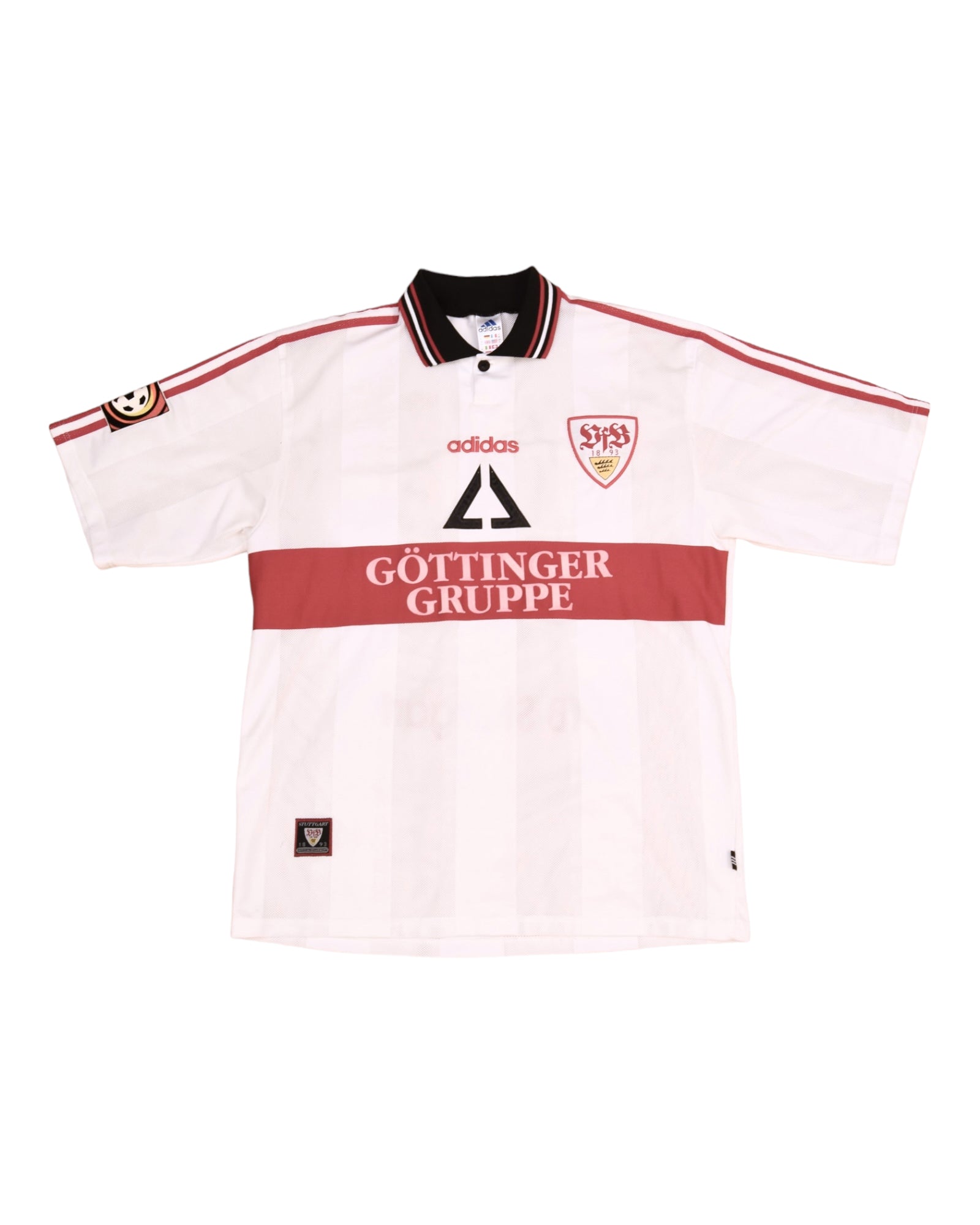 Vintage VFB Stuttgart Adidas Home Football Shirt 1996 - 1997 White Red Size XL