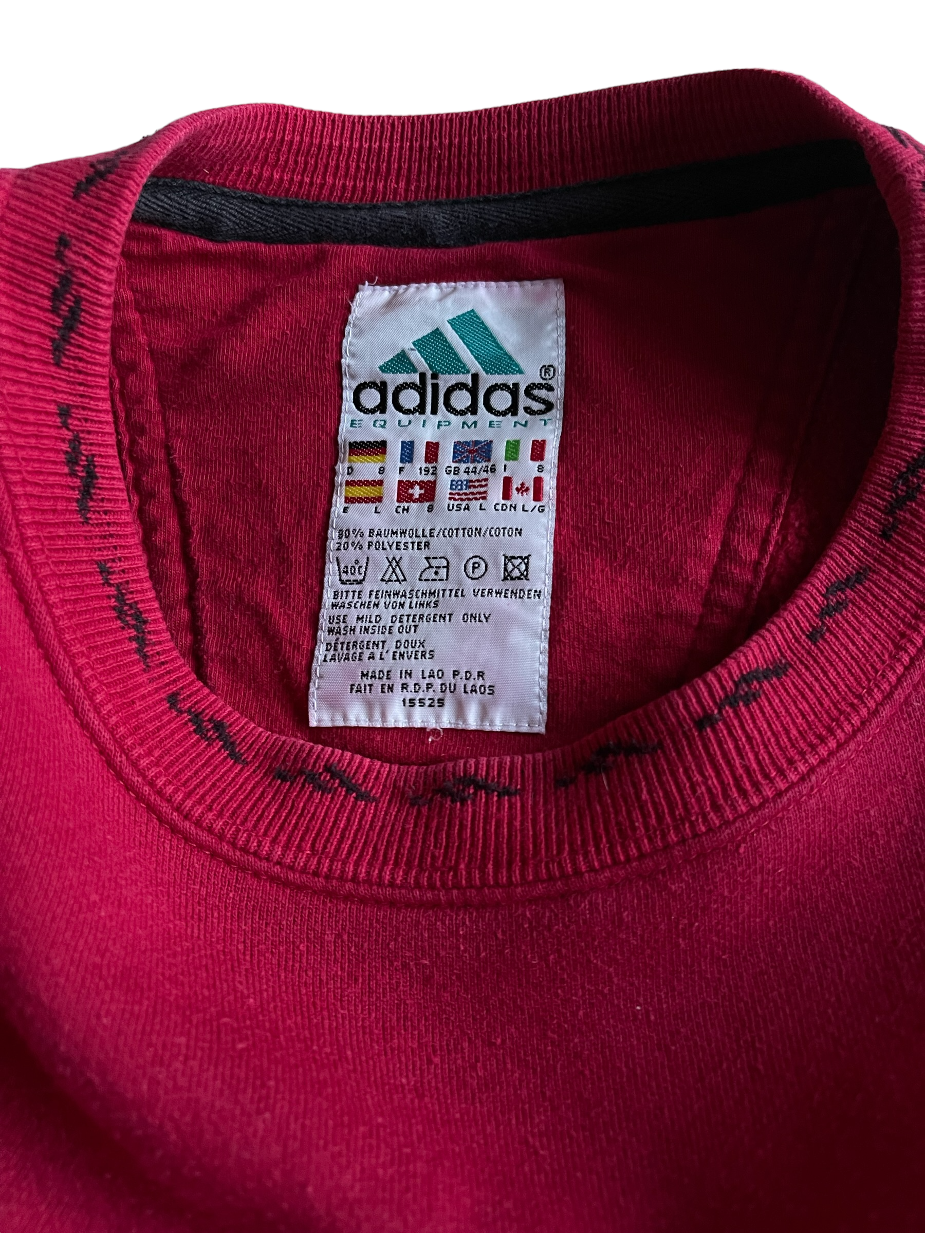 Vintage 90's Adidas Equipment Sweatshirt Cherry Red Size L