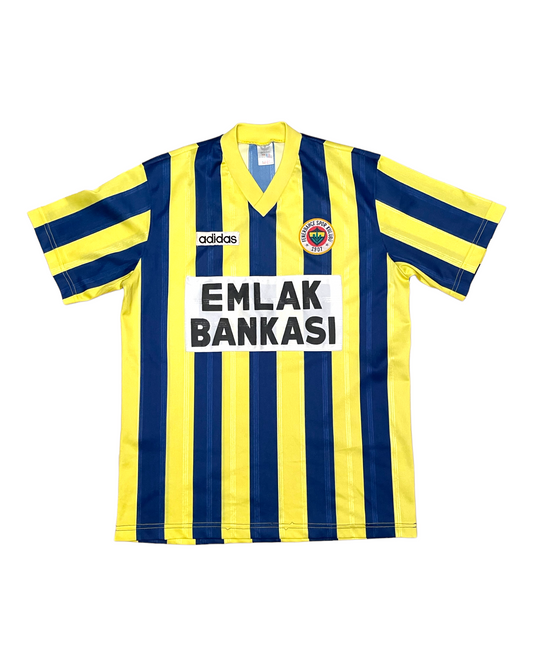 Vintage Fenerbahçe Spor Kulübü Adidas 1995-1996 Home Football Shirt #4 Blue Yellow Emlak Bankası Size XL