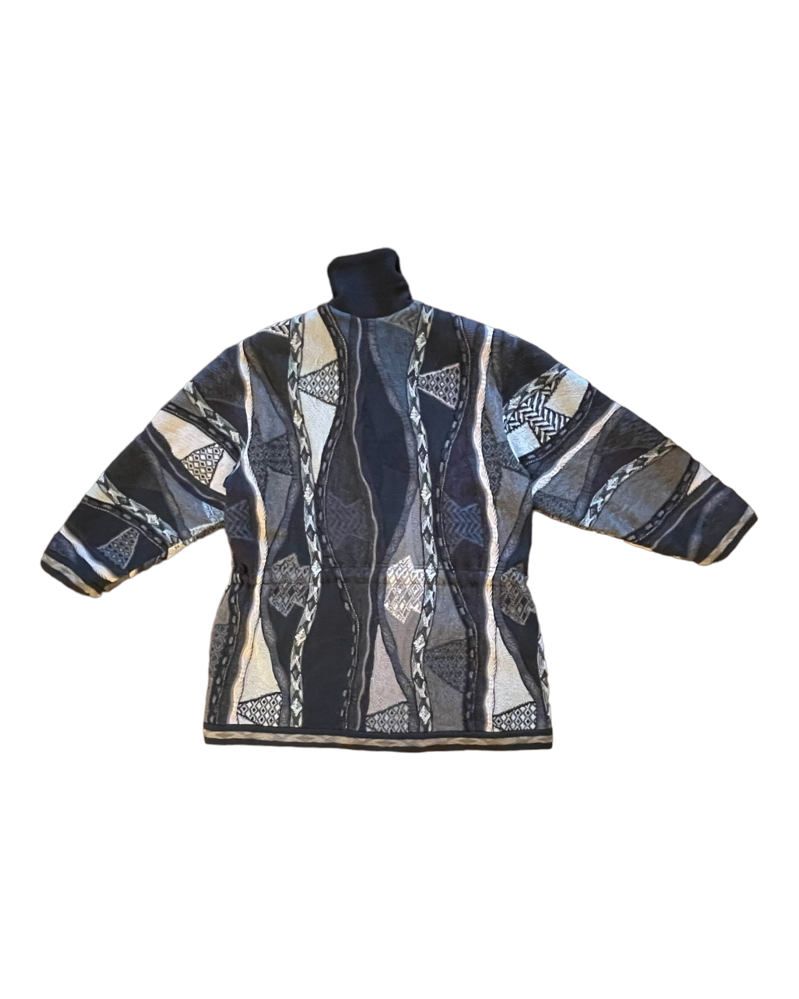 Vintage Coogi Jacket Made in Australia Size M 100% Pure New Wool Black Grey Blue