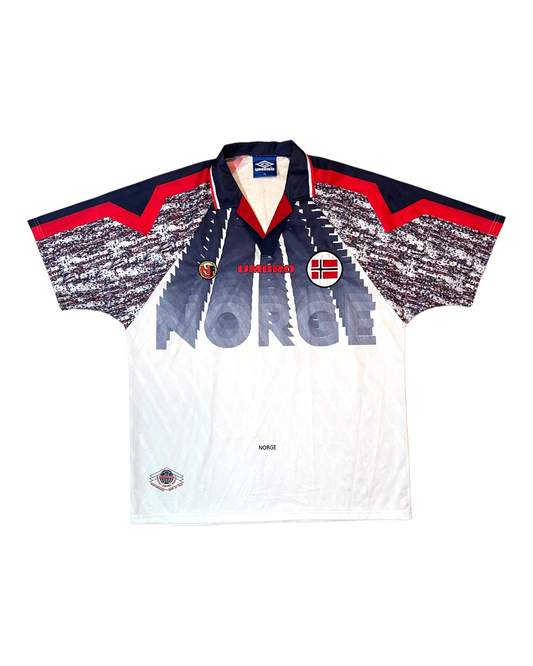 Vintage 1997 Norway Norge Umbro Away Football Shirt White Size XL Made in England