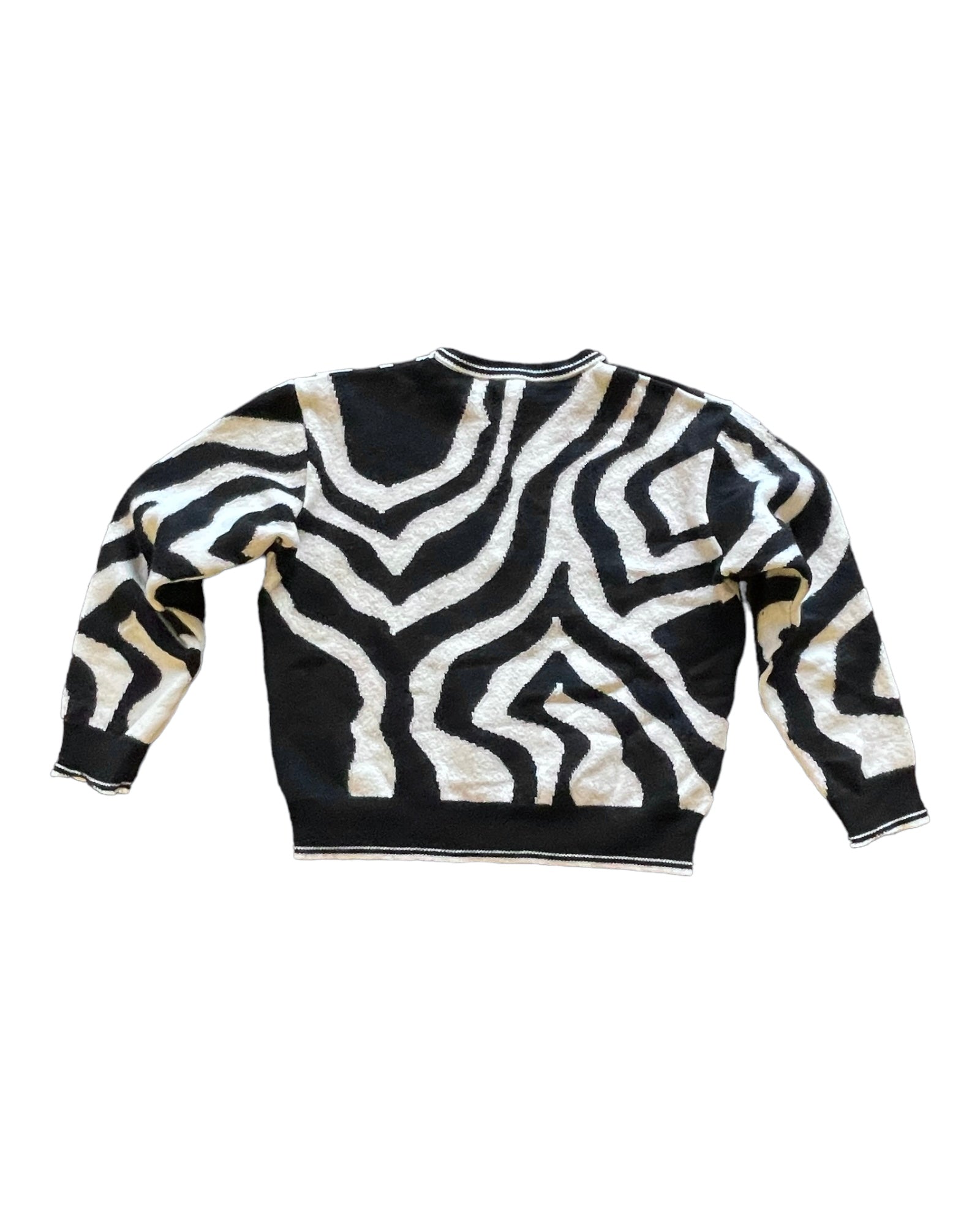 Vintage Versace Jumper Made in Italy Size XS Black White Abstract Pattern 100 % Wool