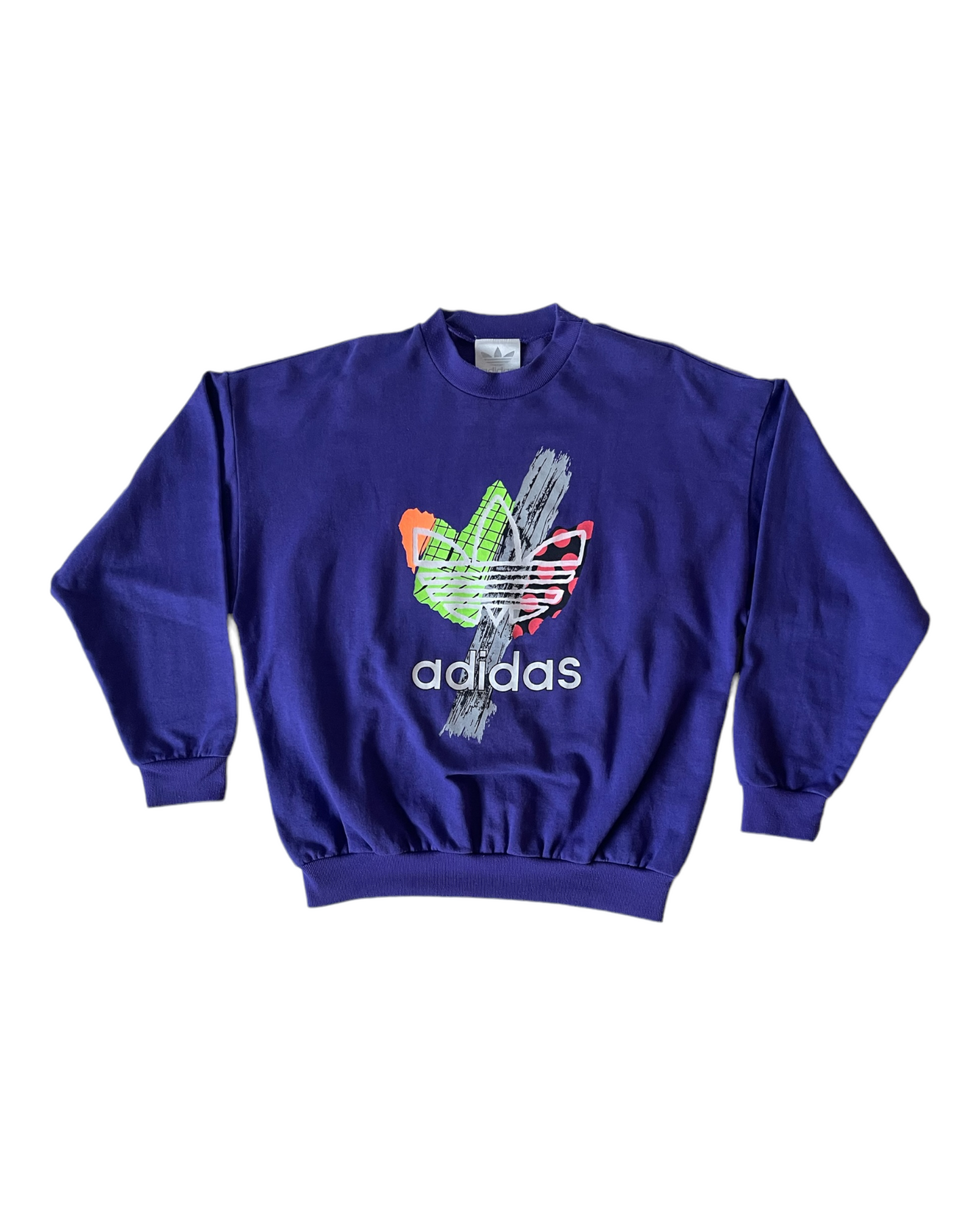 Vintage 90's Adidas Trefoil Sweatshirt Crew Neck Purple Size M-L