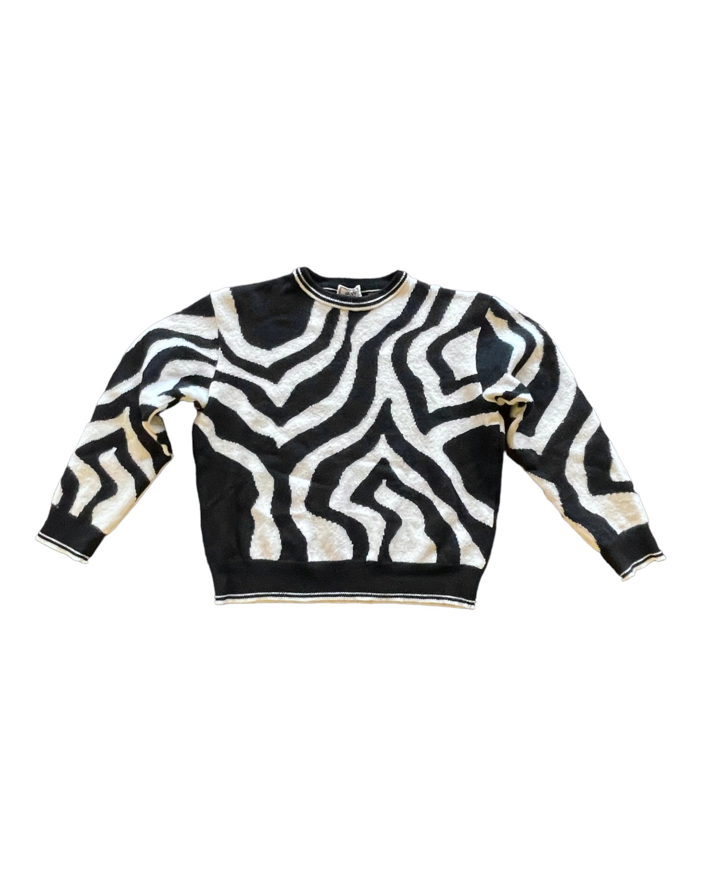 Vintage Versace Jumper Made in Italy Size XS Black White Abstract Pattern 100 % Wool