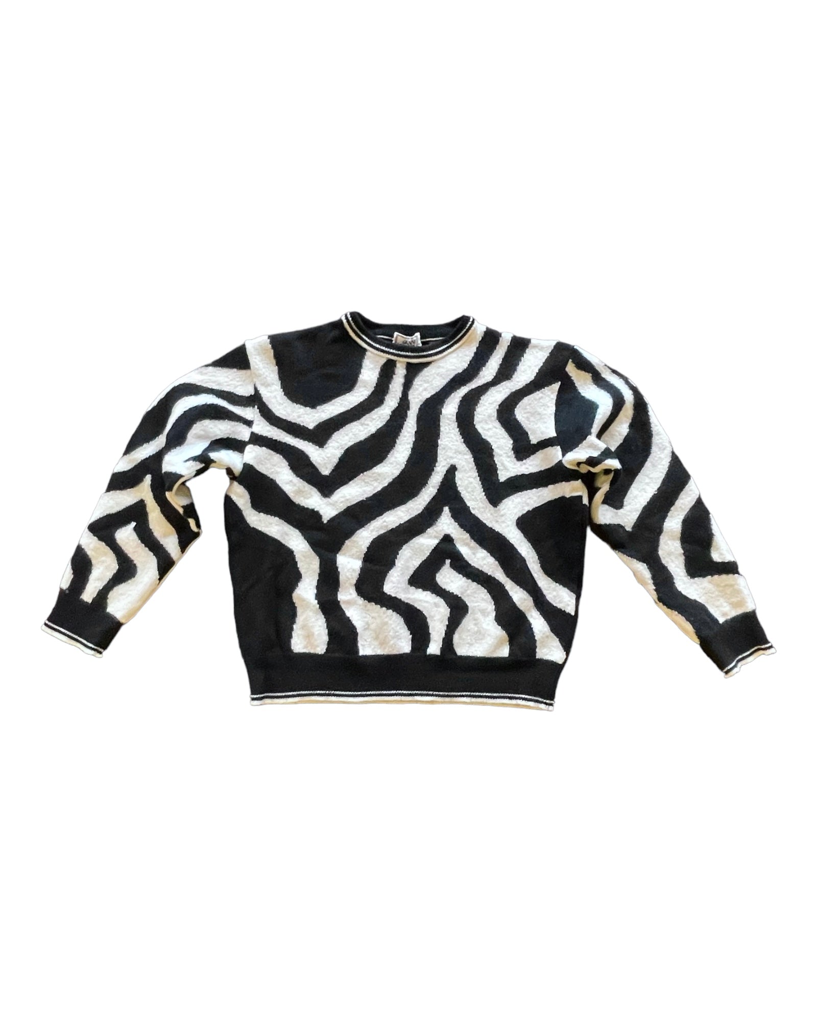 Vintage Versace Jumper Made in Italy Size XS Black White Abstract Pattern 100 % Wool