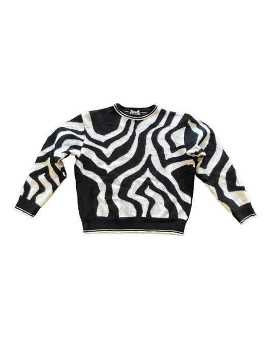 Vintage Versace Jumper Made in Italy Size XS Black White Abstract Pattern 100 % Wool