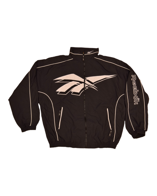 Vintage 90's Reebok Jacket Shell Size XL Black Big Logo