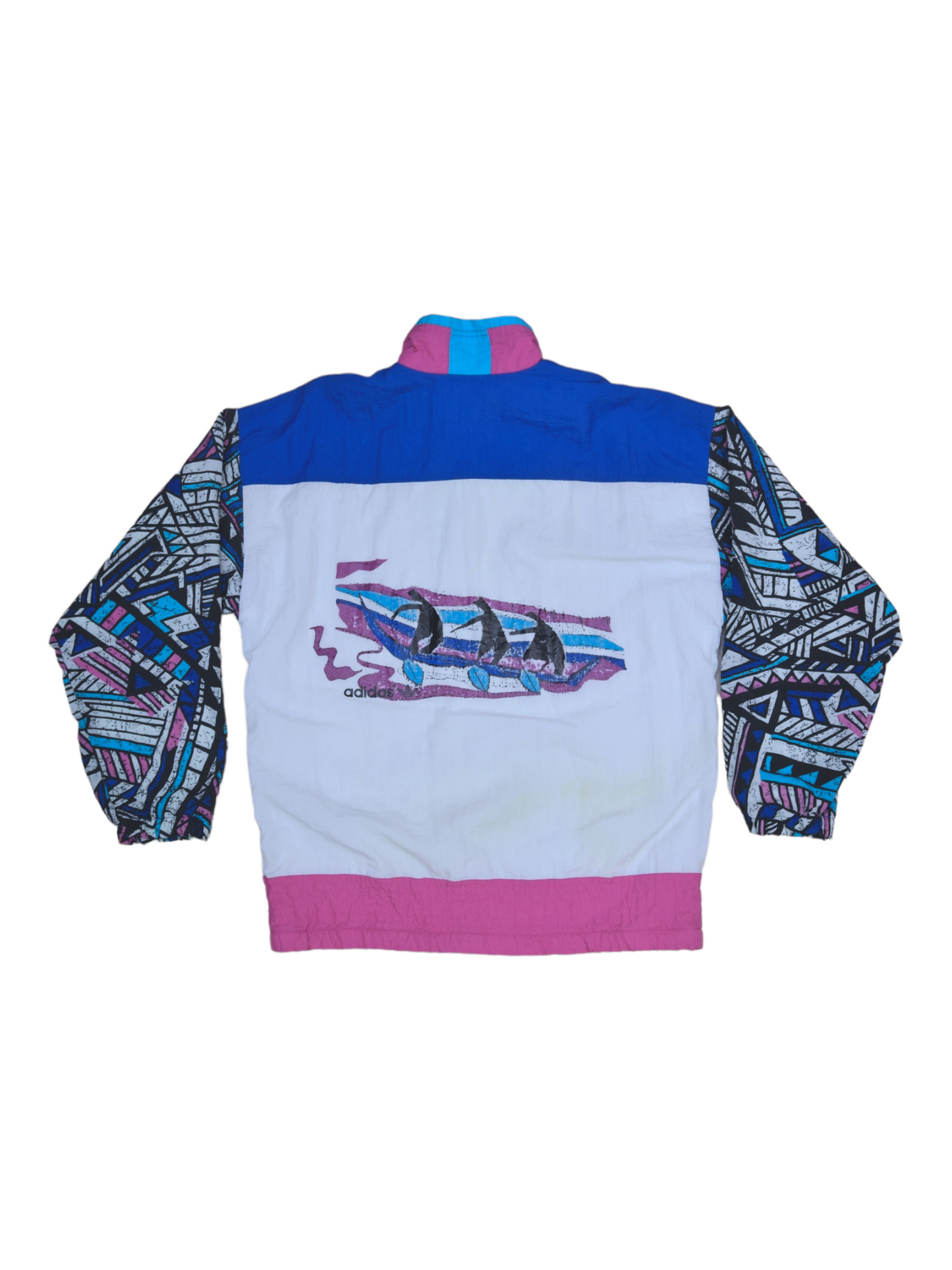 Vintage Adidas Jacket / Shell  Pink Blue Cyan White Size M L