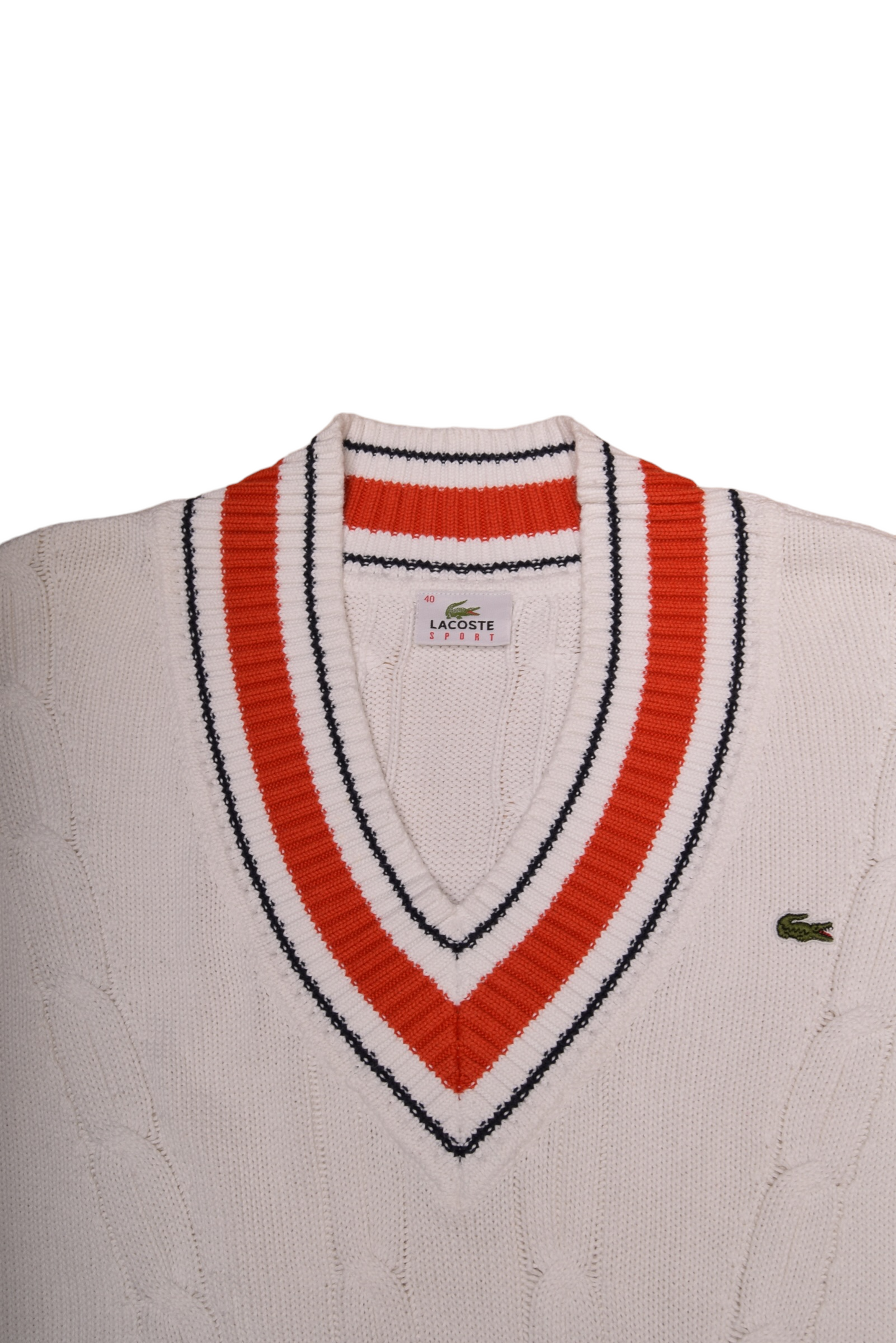 Lacoste Sport Tennis Jumper 100% Cotton White Red