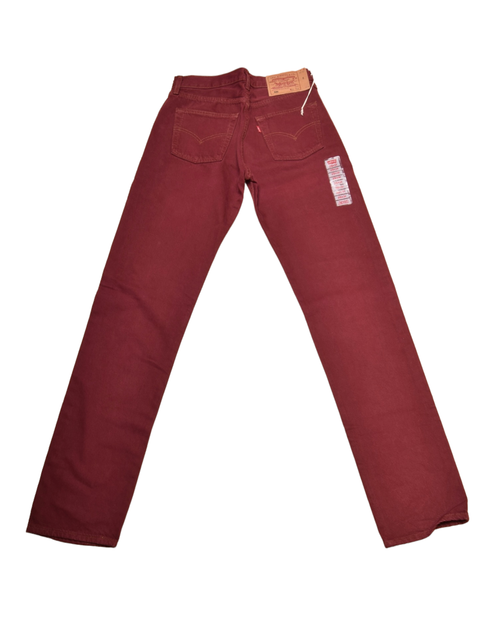 Levi's Strauss 501 Denim Jeans Pants W29L34 Burgundy