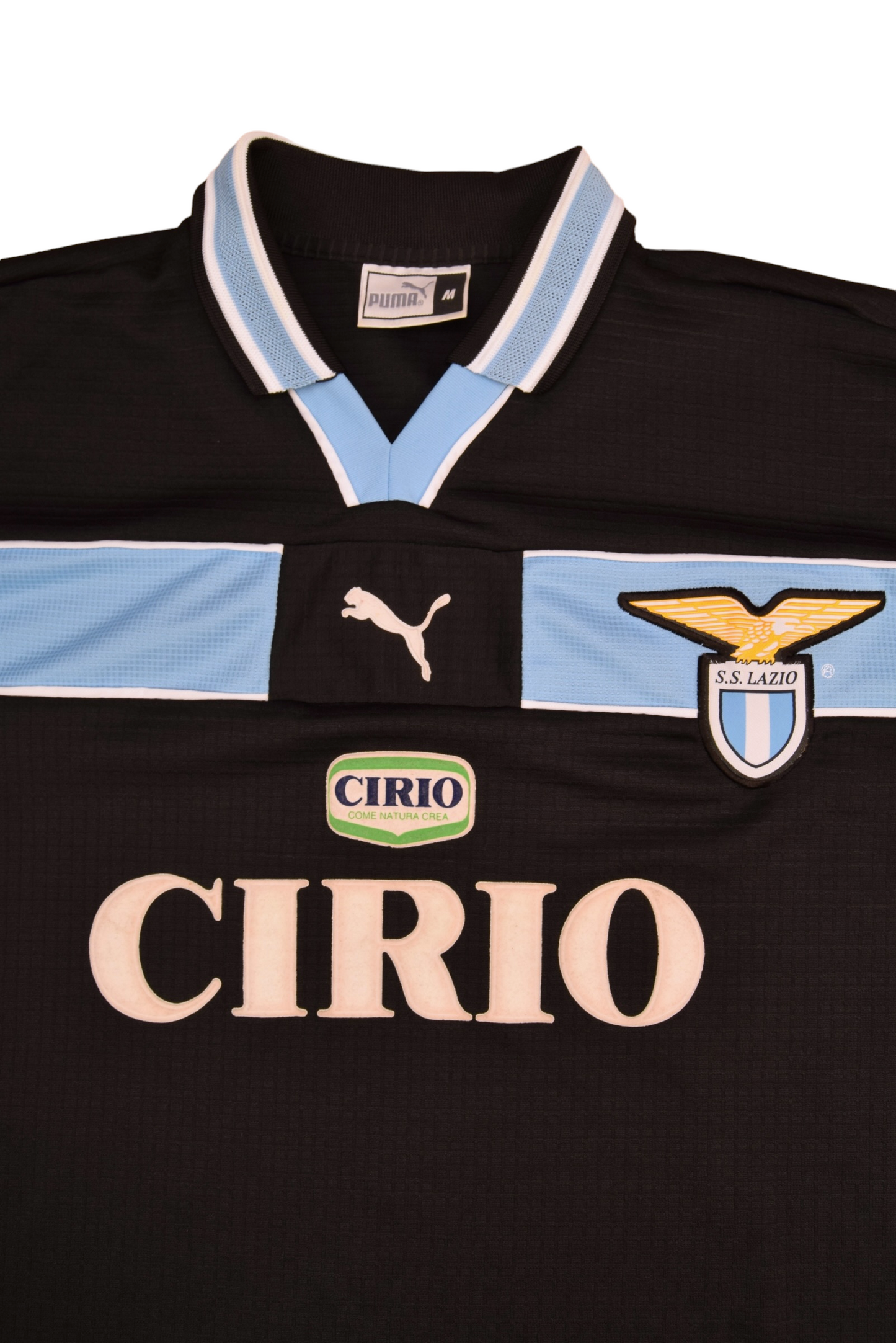 SS Lazio Roma 1998 1999 Puma Away Football Shirt Size M Cirio Black
