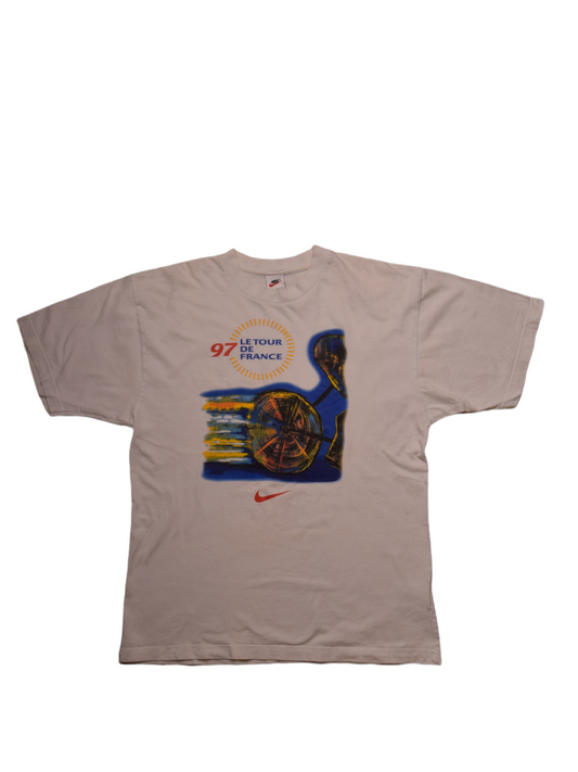 Vintage Nike Le Tour de France 97 T-Shirt Size M White 100% Cotton