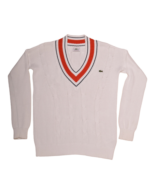 Lacoste Sport Tennis Jumper 100% Cotton White Red