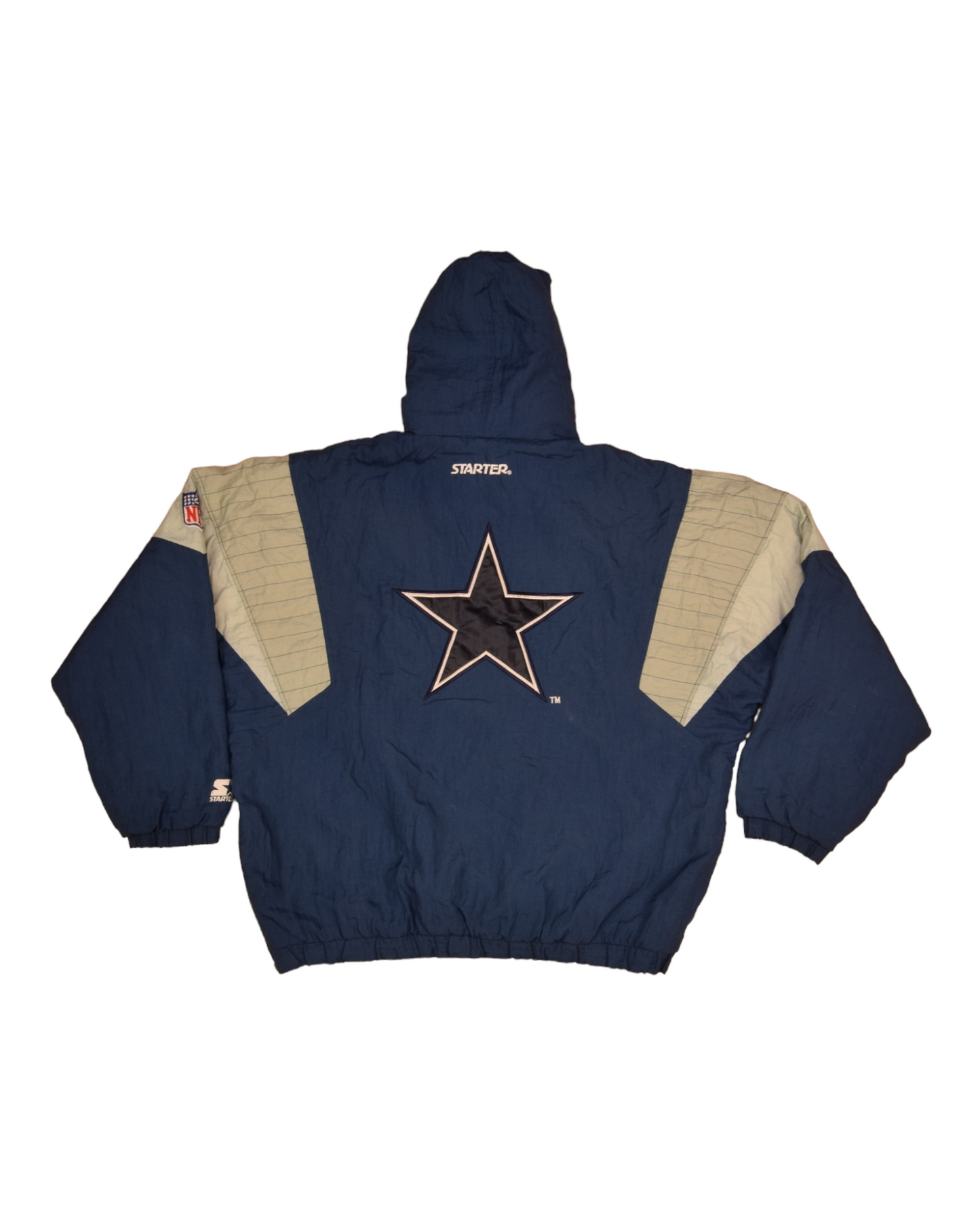 Vintage 90's Starter Cowboys Dallas Quilted Jacket NFL 1/4 Quarter Zip Size XL Blue
