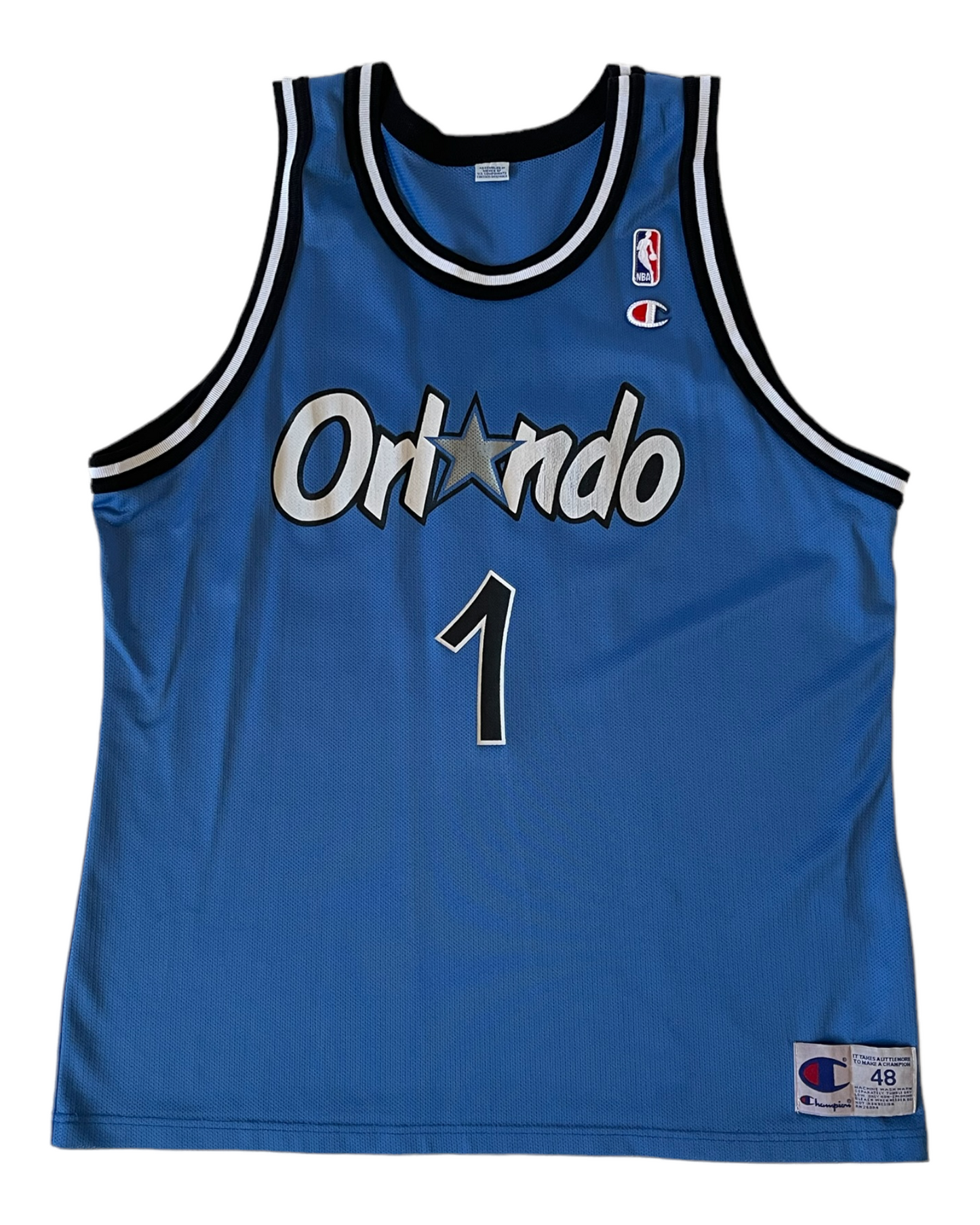 Orlando Magic Penny Hardaway Champion 1995-1998 Away Basket Jersey NBA #1 Size 48 / XL Blue