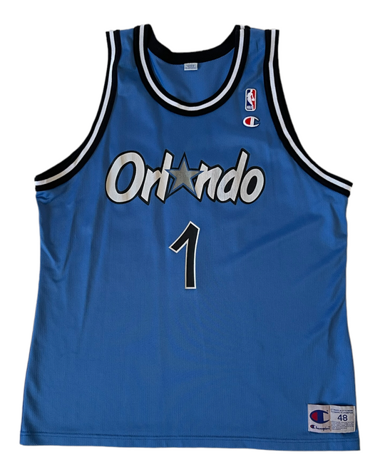 Orlando Magic Penny Hardaway Champion 1995-1998 Away Basket Jersey NBA #1 Size 48  / XL Blue