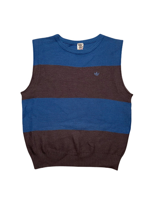 Vintage 80's Adidas Tennis Vest Made in Austria Size M Brown Blue