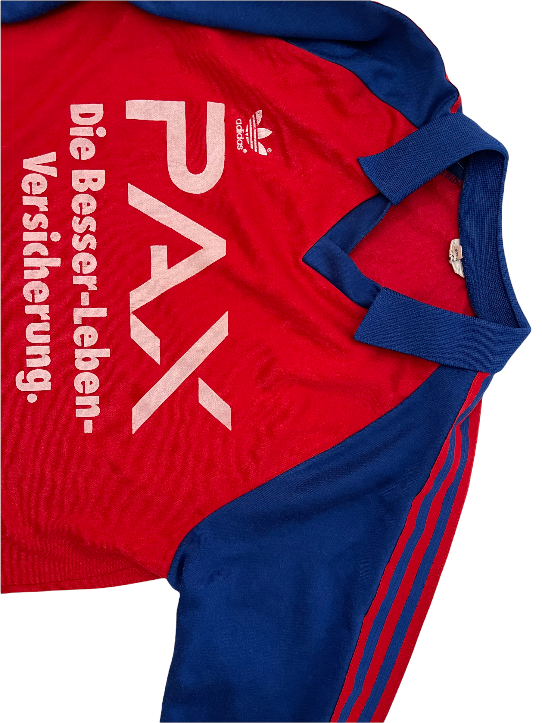 Vintage F.C. Basel Adidas 1980-1982 Away Football Shirt Size L Red Blue Pax Die Besser-Leben-Versicherung. Made in West Germany Size M