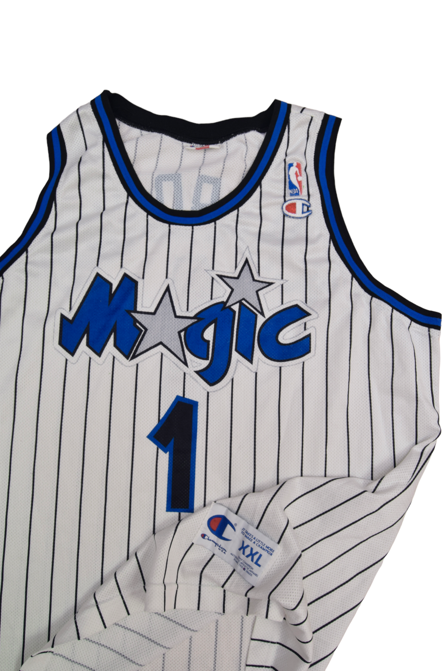 Vintage Orlando Magic Anfernee Penny Hardaway Champion 1993 - 1994 #1 Jersey NBA Basketball White Black Stripes Size XXL