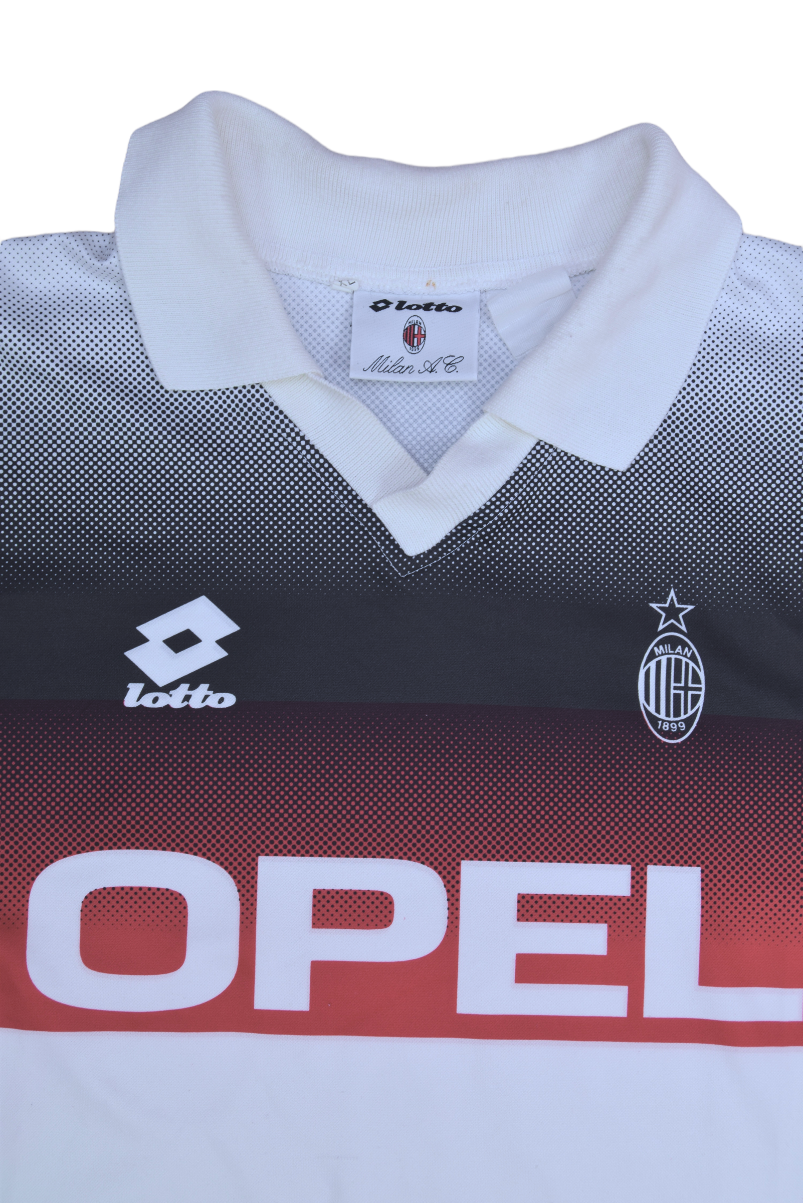 Vintage AC Milan Lotto 1995-1996 Training Shirt / Jersey Opel Red White Black Size XL