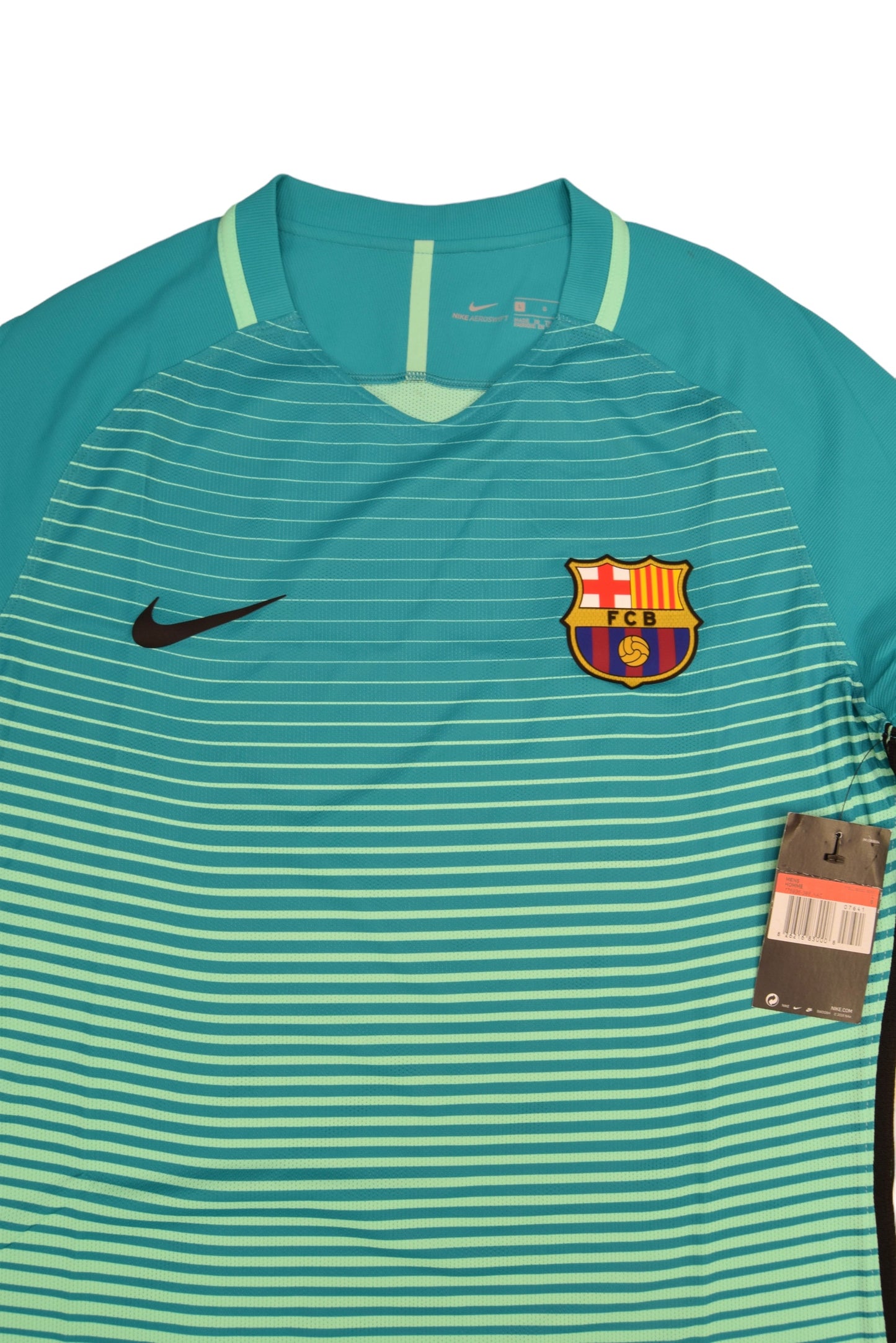 Barcelona Nike Aeroswift 2016 - 2017 Player Issue Away Third Football Shirt Size L Long Sleeves New BNWT Deadstock Unicef Teal Mint Green