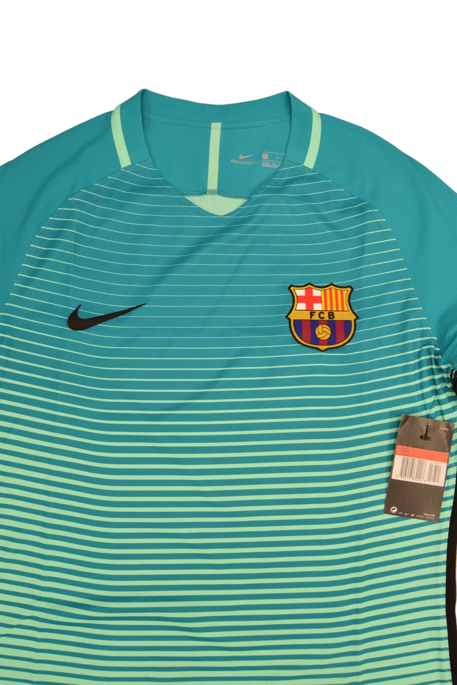 Barcelona Nike Aeroswift 2016 - 2017 Player Issue Away Third Football Shirt Size L Long Sleeves New BNWT Deadstock Unicef Teal Mint Green